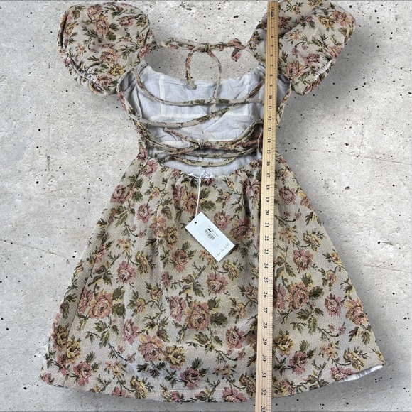 Sofie The Label Elyse Mini Dress‎ Floral Puff Sleeve Open Back Coquette Sz M - Picture 7 of 7